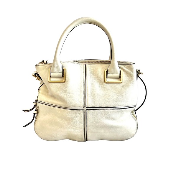 Vince Camuto Beige Leather Expandable Tote Purse - Picture 3 of 12